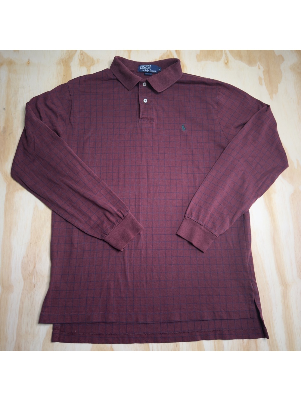 Vintage Polo by Ralph Lauren Long Sleeve Windowpane Checkered Polo Shirt Size L